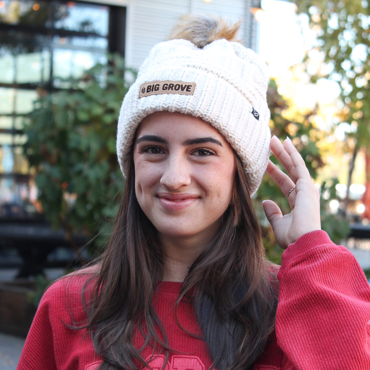 NWT Free People Loopy Mango Brim Hat Pompom Handknit Beanie Bordeaux classicpomhatredcopy.jpg?v=  main image 3