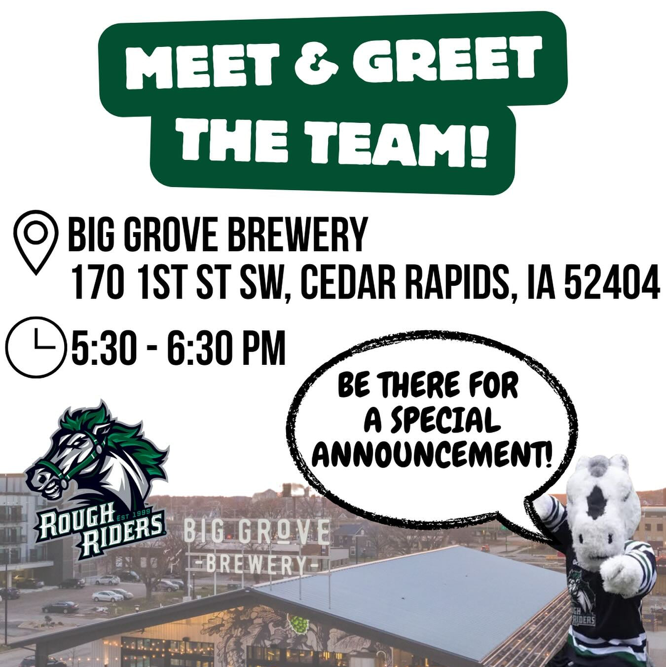 FREE | Roughriders Meet & Greet at Big Grove | Cedar Rapids