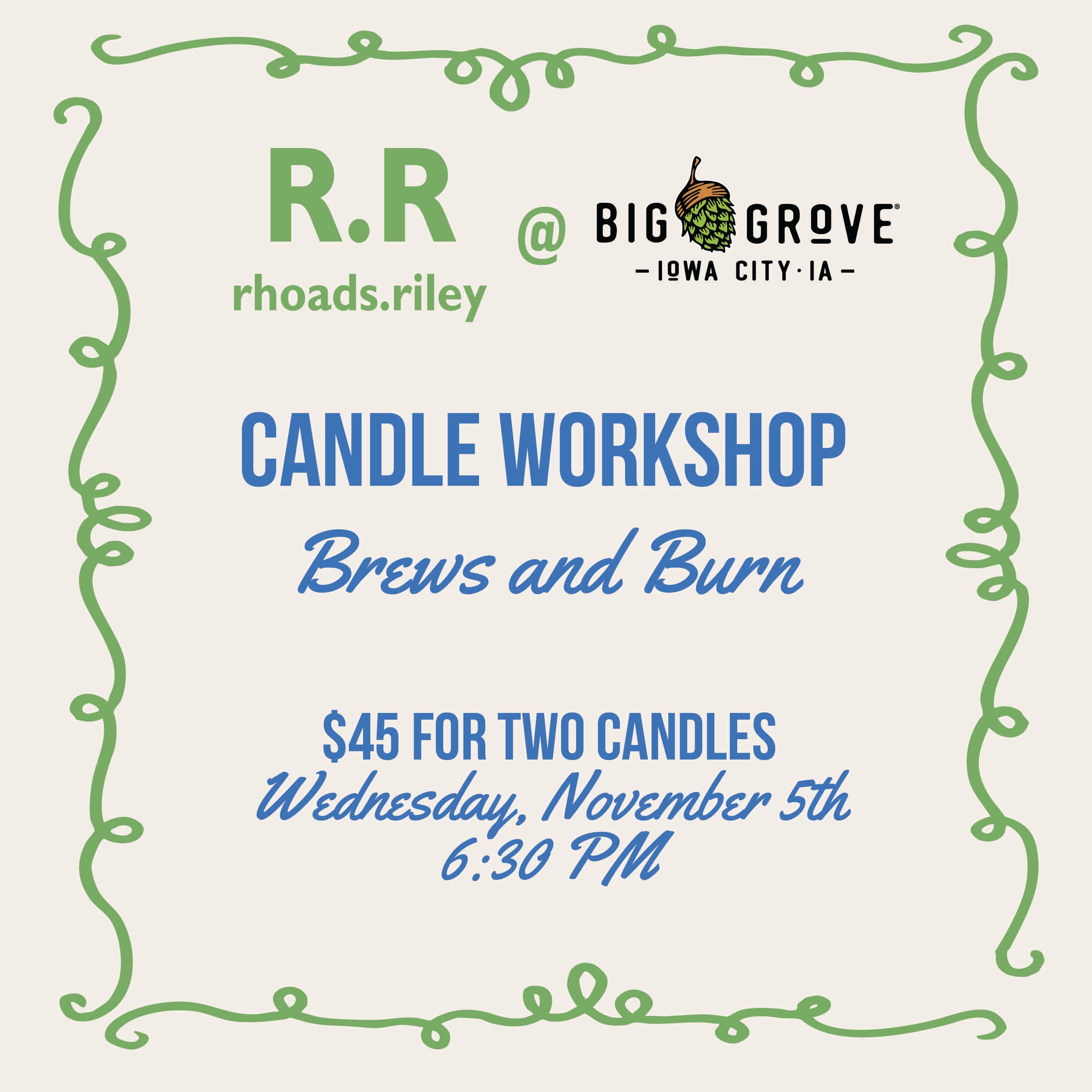 Brews and Burn Candle Workshop | Iowa City