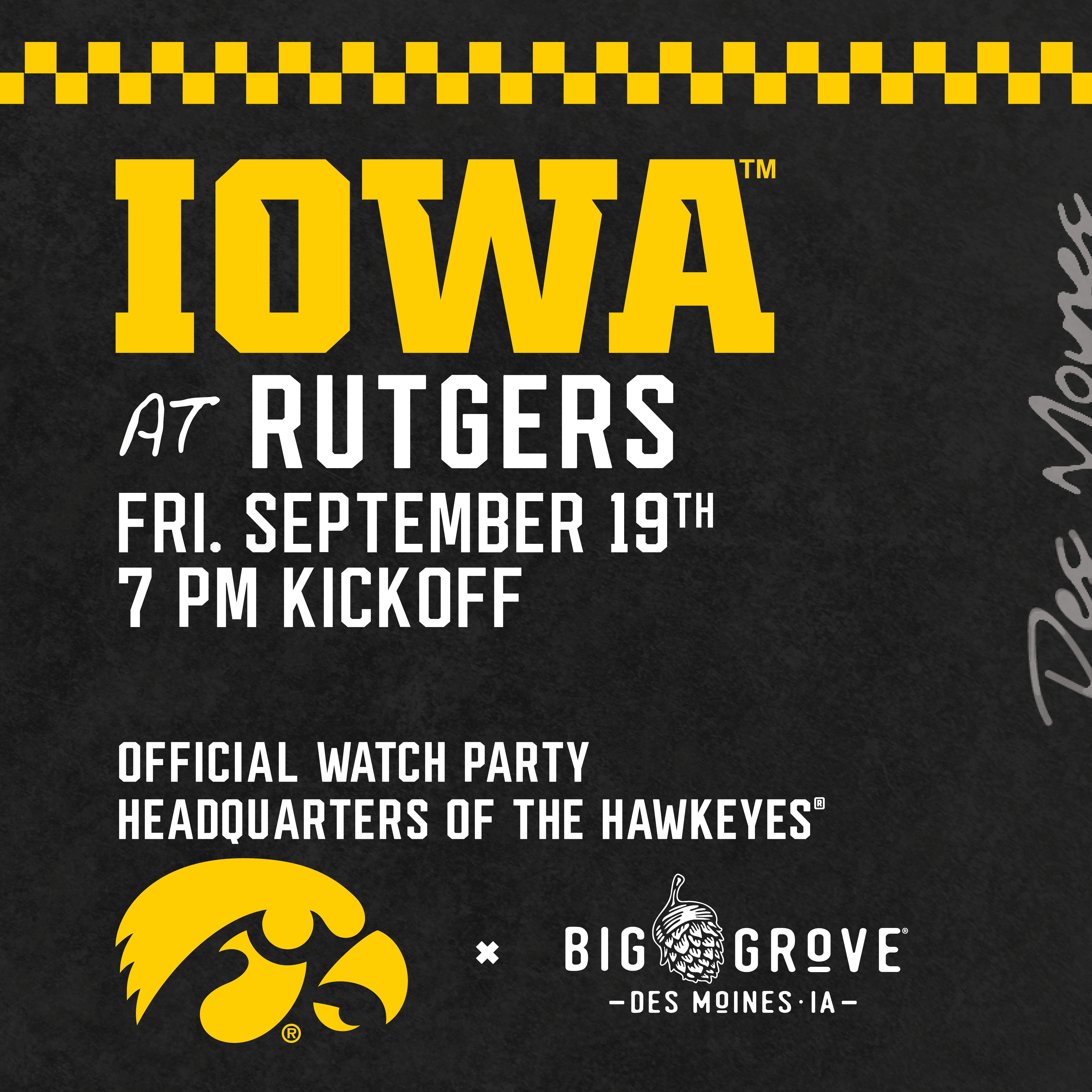 Iowa at Rutgers Watch Party | Des Moines | Sept. 19