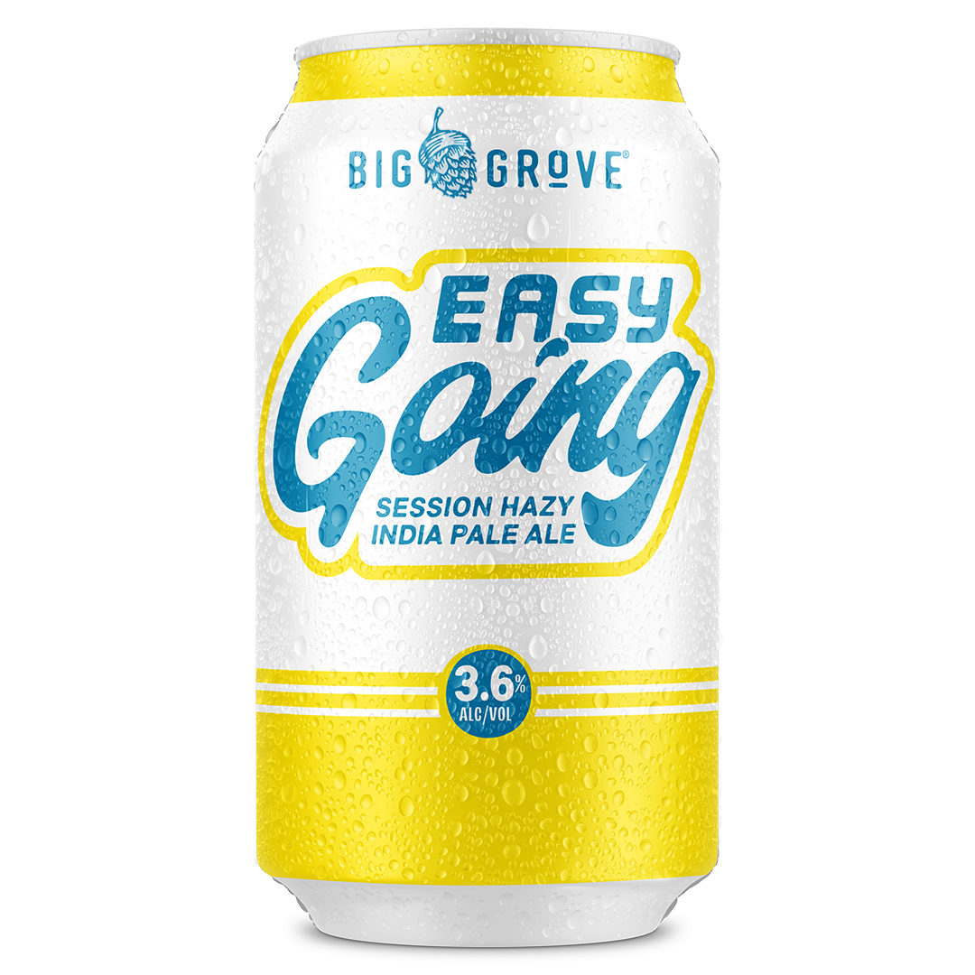 Big Grove Easy Going beer can on a white background
