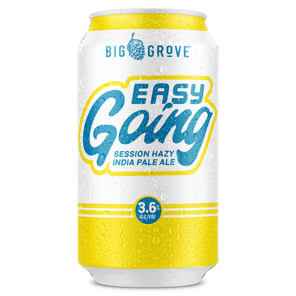Big Grove Easy Going beer can on a white background