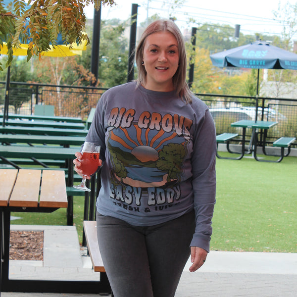 Woman with drink in Lake Sunset Long Sleeve