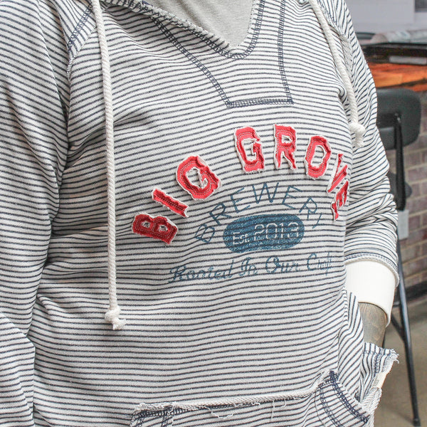 Big Grove Brewery striped hoodie