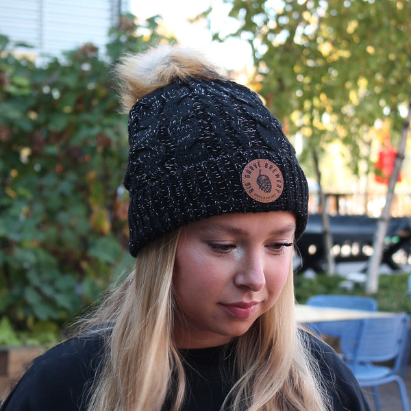 Knit Beanie with Faux Fur Pom