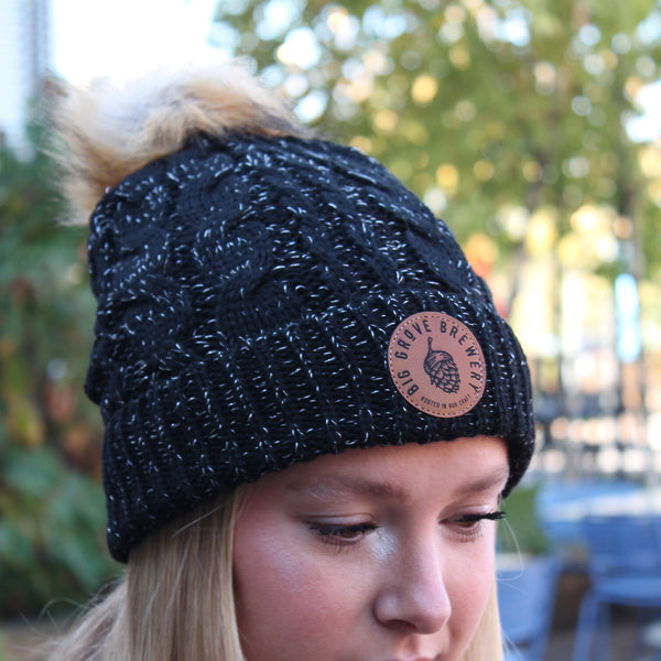 Knit Beanie with Faux Fur Pom