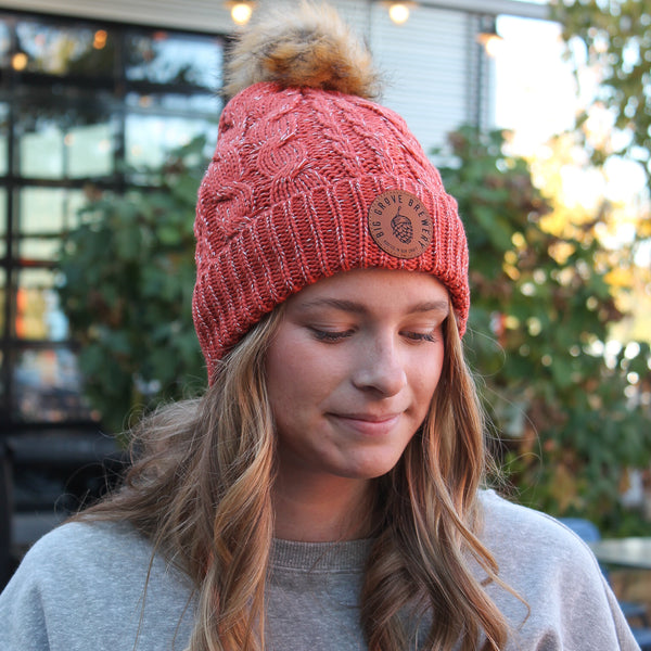 Knit Beanie with Faux Fur Pom