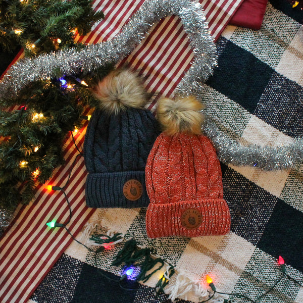 Knit Beanie with Faux Fur Pom