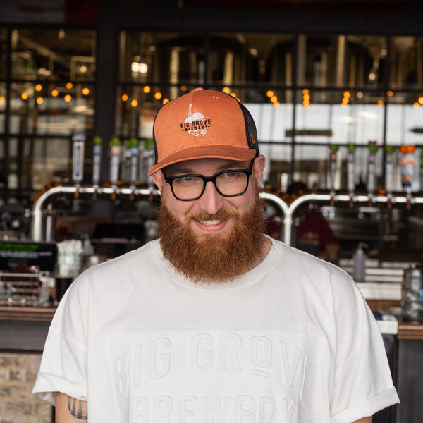 Orange & Black Embroidered Trucker Hat