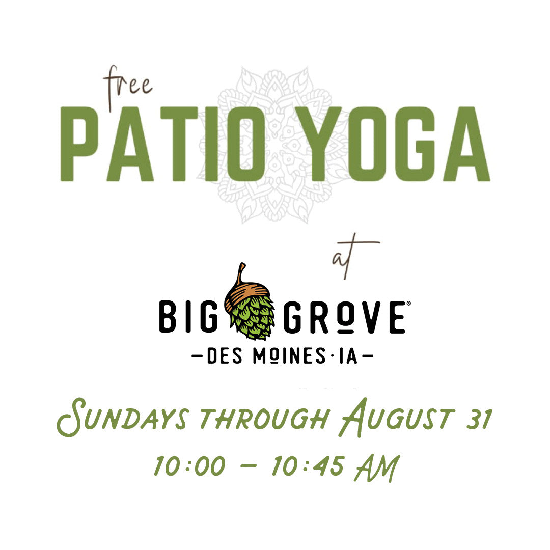 FREE | Yoga on the Patio at Big Grove DSM | Sundays at 10 am, through August 31